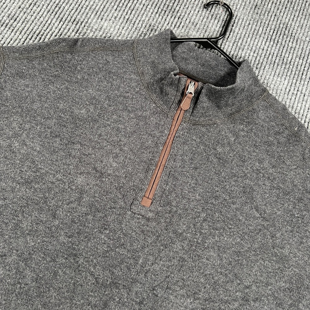 Cremieux Quarter Zip Sweater Mens 4XT 4XL Tall Gray Long Sleeve Elbow Patch New